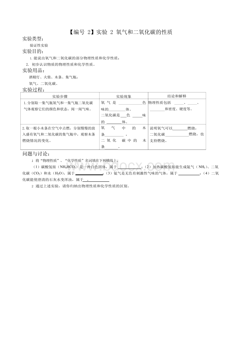 人教版 初中化学实验报告1.docx_第2页