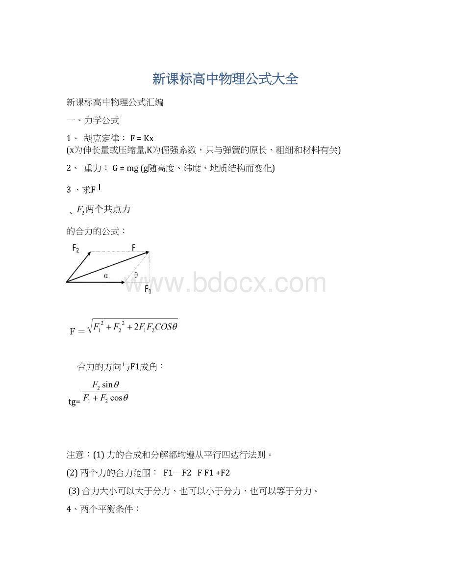 新课标高中物理公式大全.docx