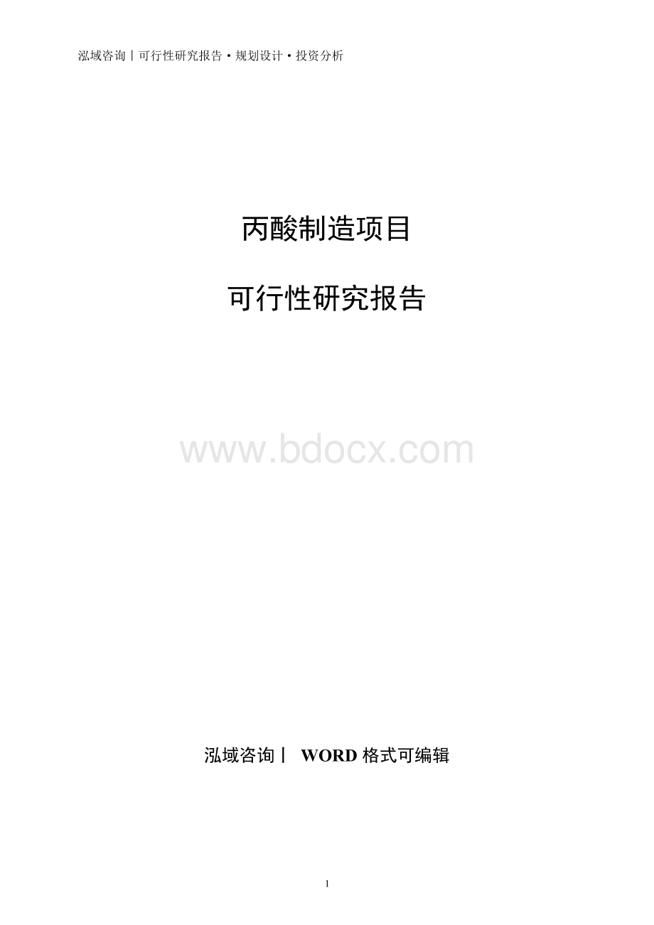 丙酸制造项目可行性研究报告Word格式文档下载.docx