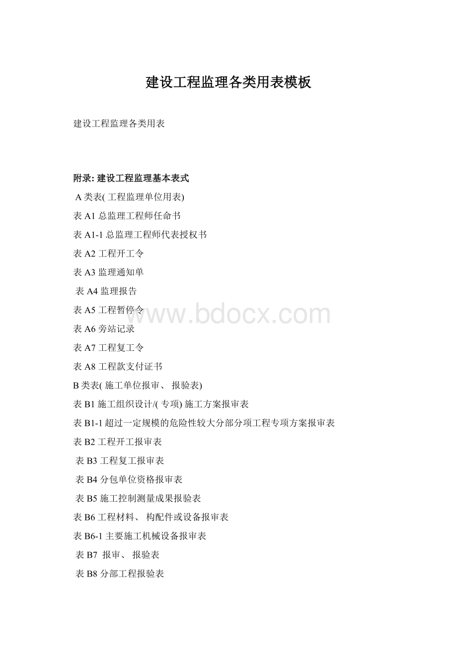 建设工程监理各类用表模板Word下载.docx_第1页