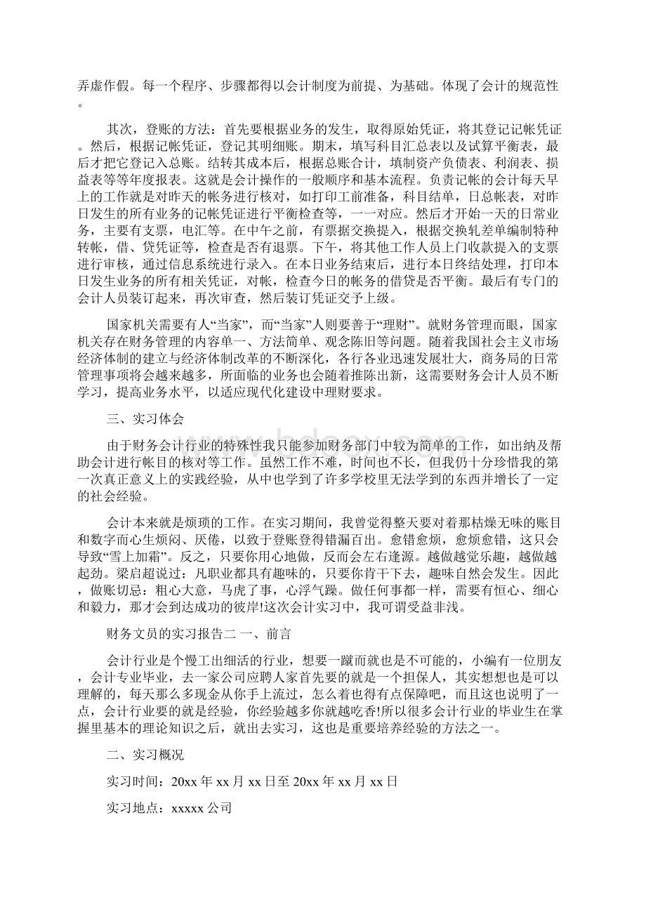 财务文员的实习报告3篇Word格式文档下载.docx_第2页