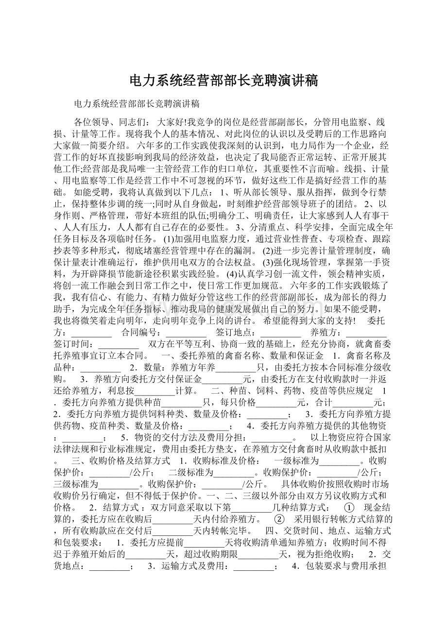 电力系统经营部部长竞聘演讲稿.docx