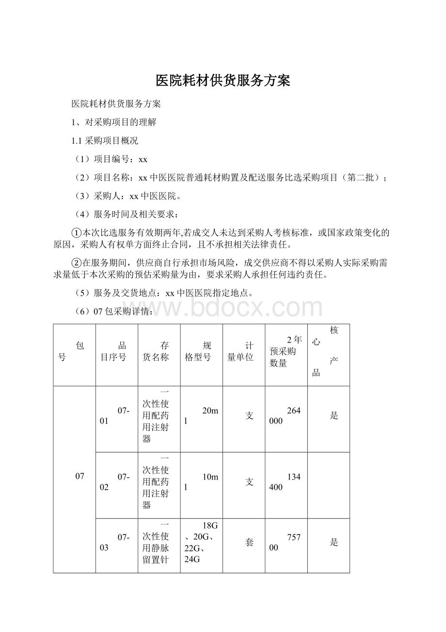 医院耗材供货服务方案Word文件下载.docx