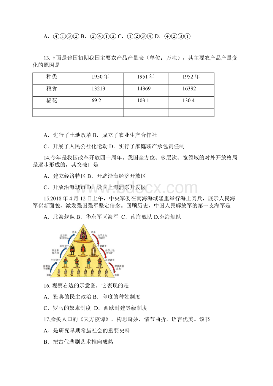 8年山东省东营市中考历史真题及参考答案.docx_第3页