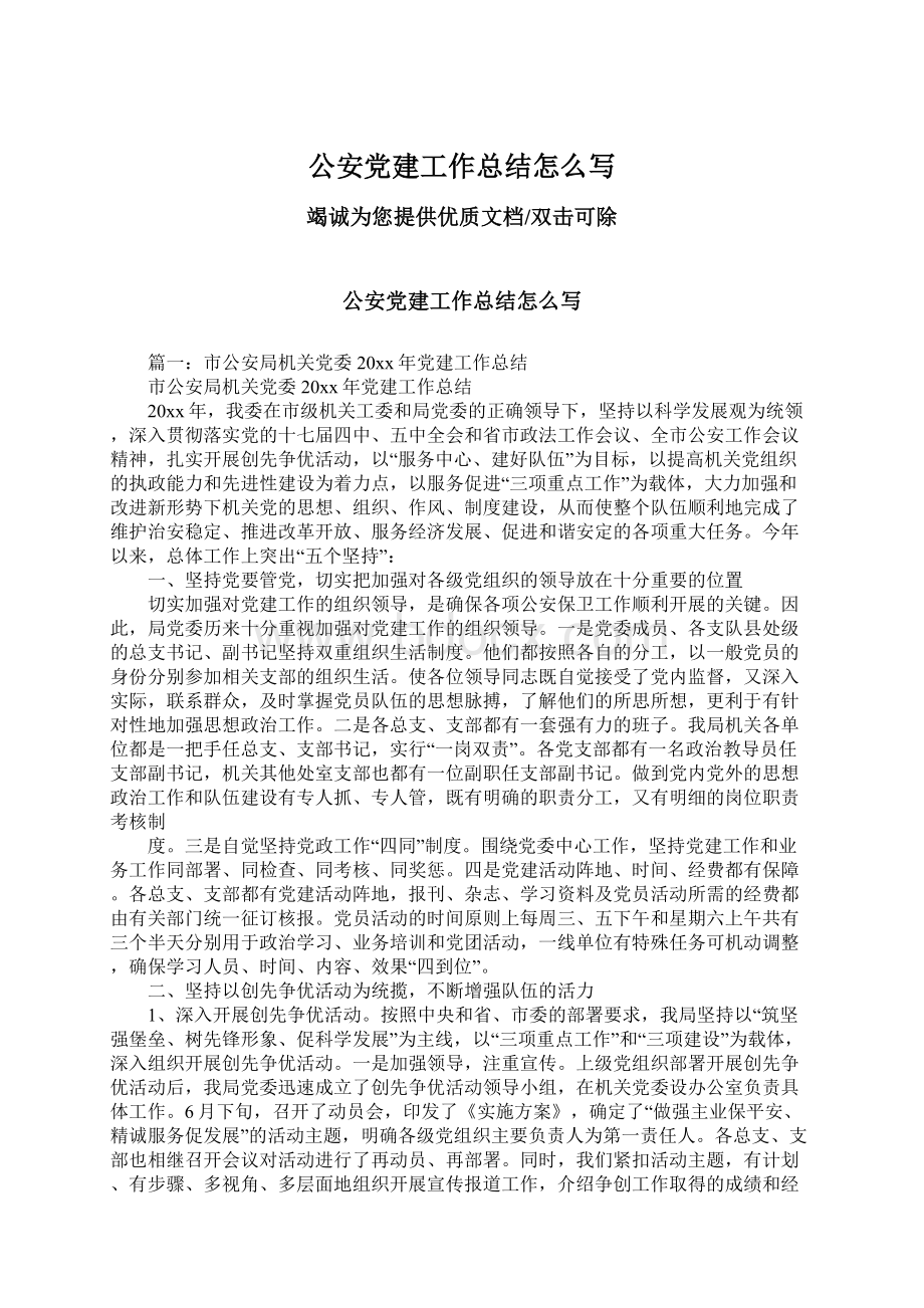 公安党建工作总结怎么写Word文件下载.docx_第1页