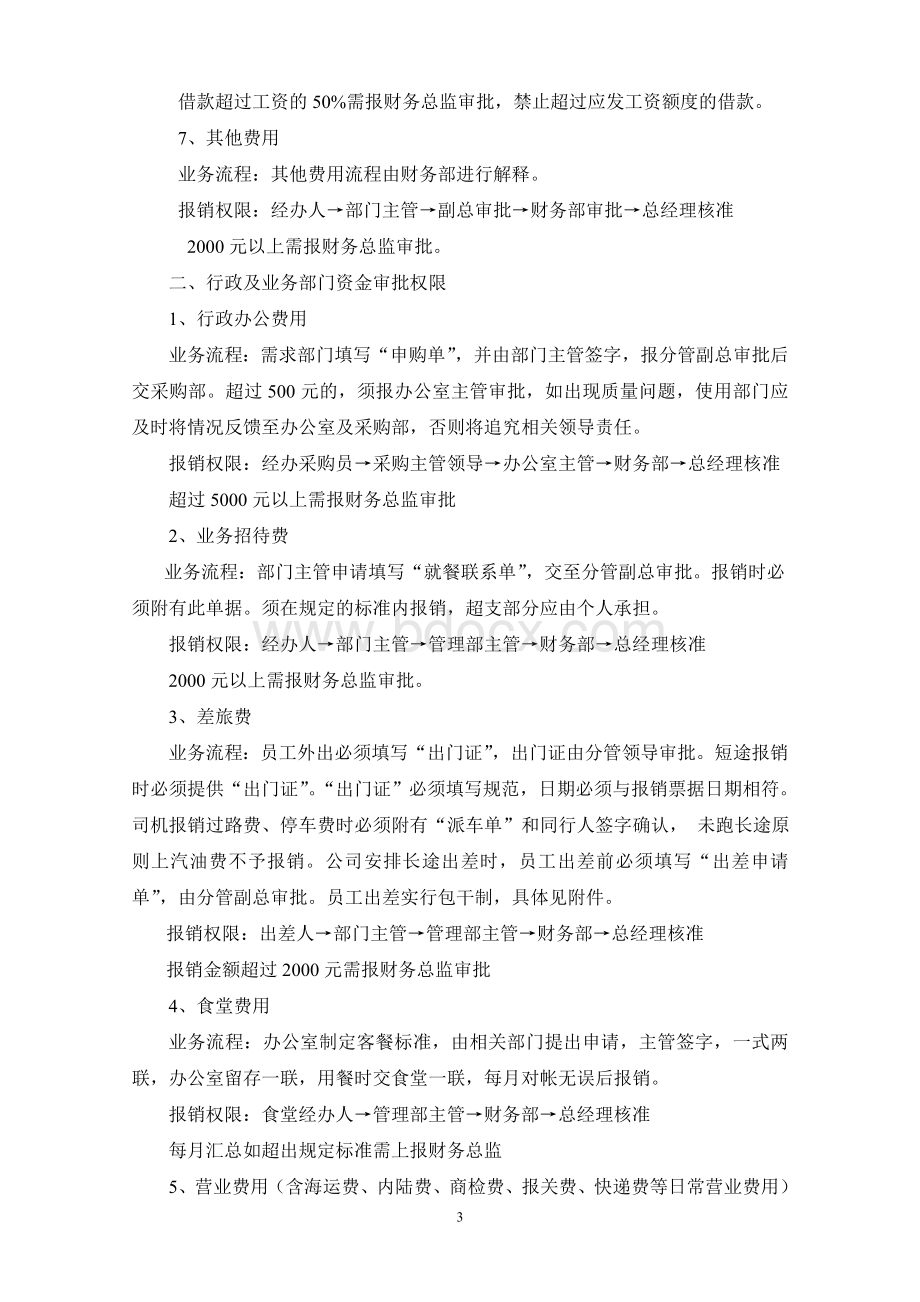 各类资金审批流程及权限(震龙)Word格式.doc_第3页