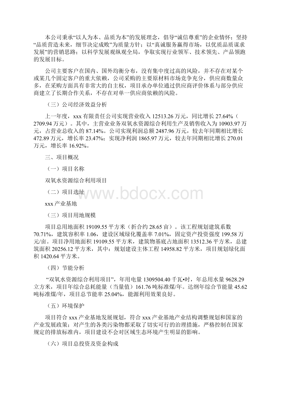 年产12万吨双氧水资源综合利用项目投资计划书Word文件下载.docx_第2页