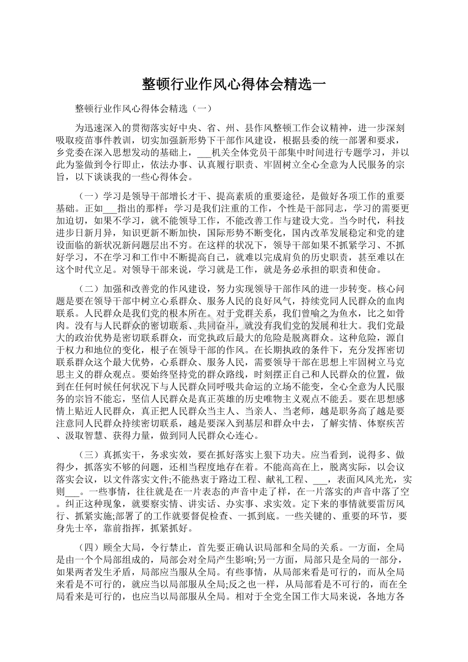 整顿行业作风心得体会精选一.docx_第1页