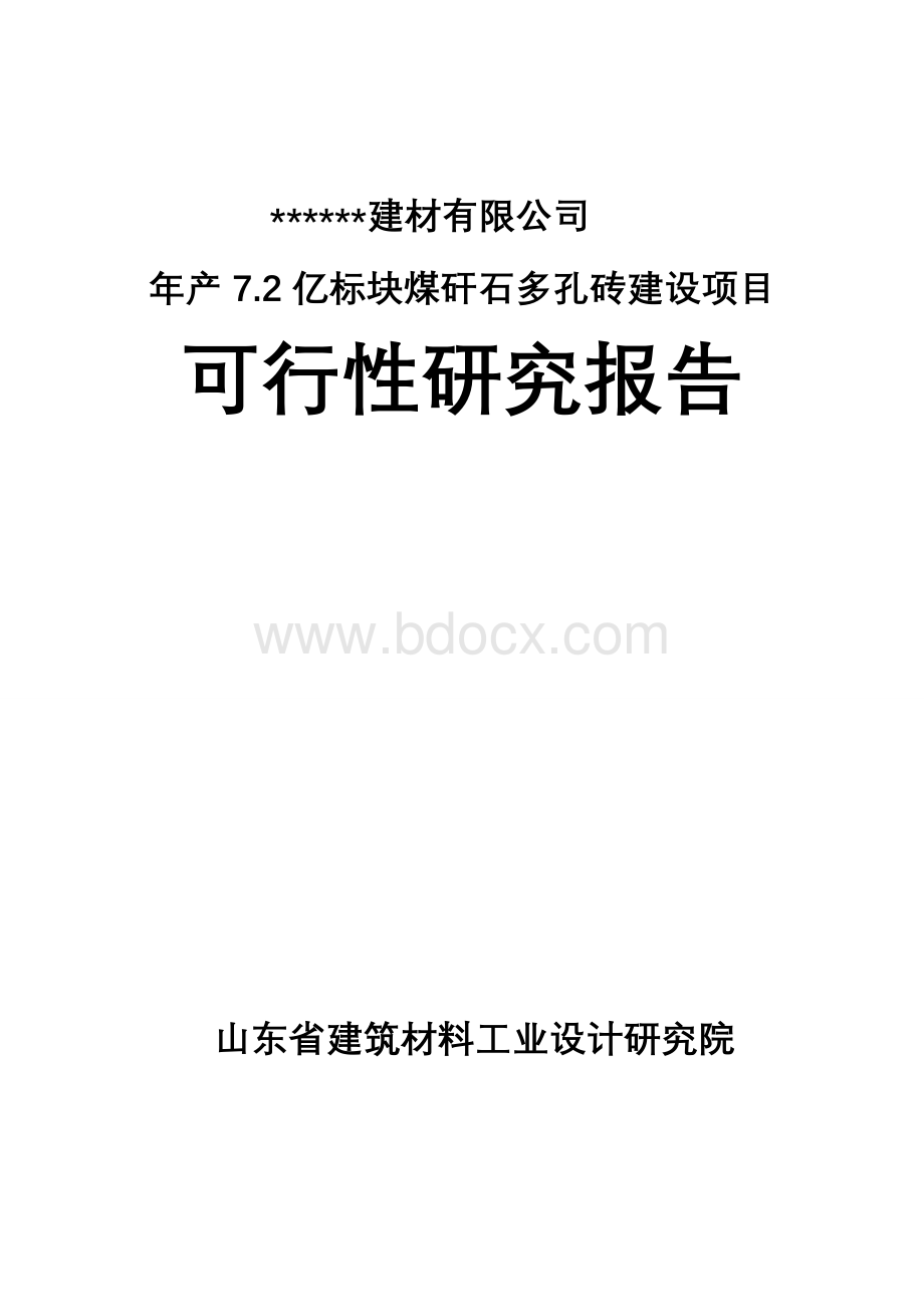 多孔砖可行性研究报告(2).doc