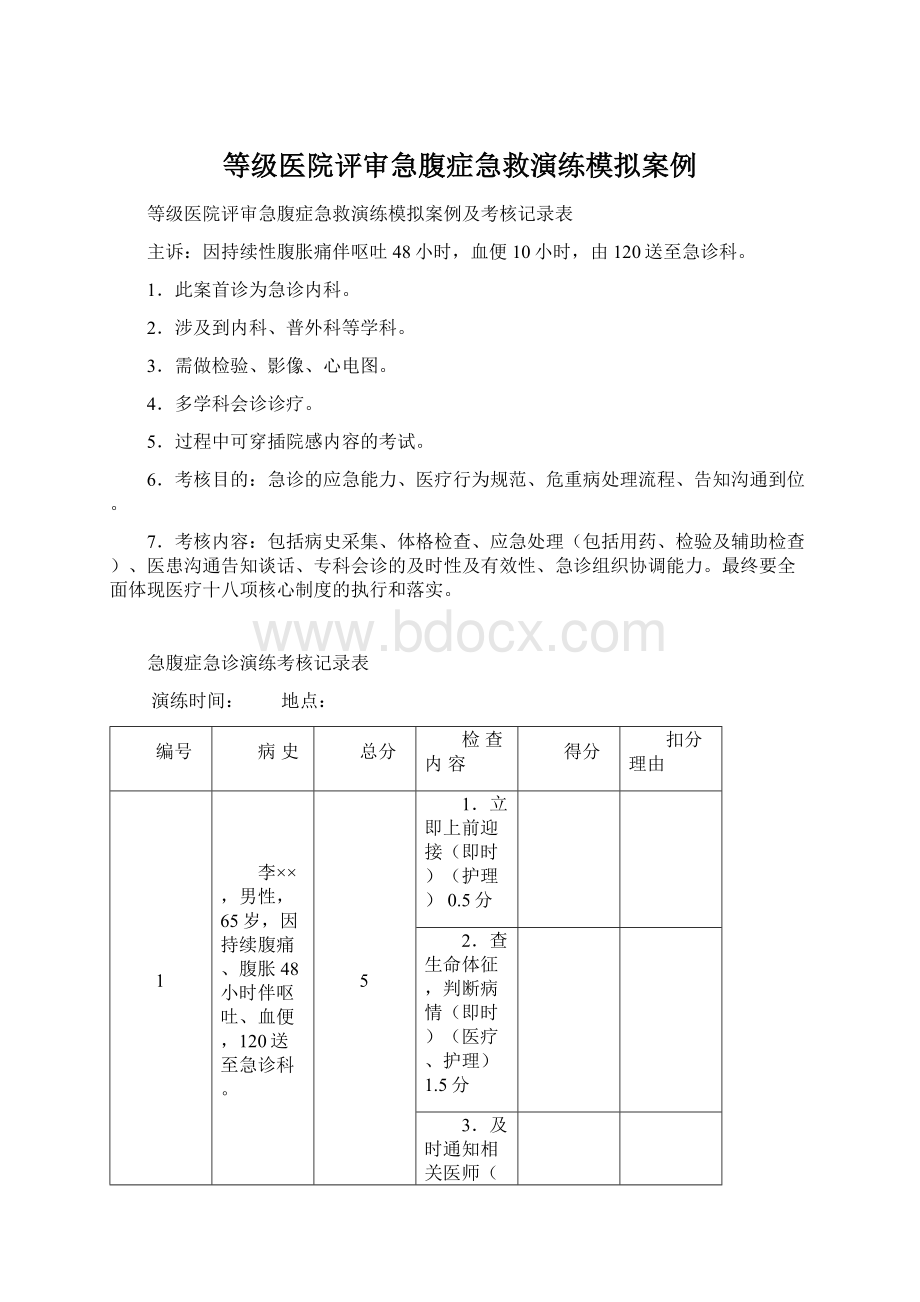 等级医院评审急腹症急救演练模拟案例Word下载.docx_第1页