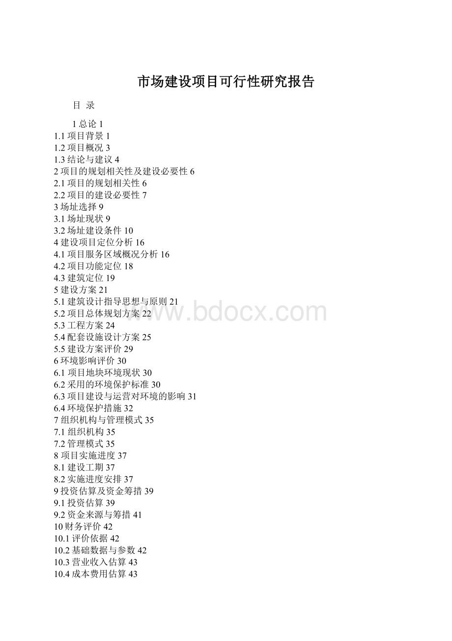 市场建设项目可行性研究报告Word格式文档下载.docx