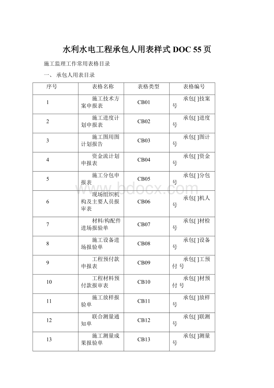 水利水电工程承包人用表样式DOC 55页.docx