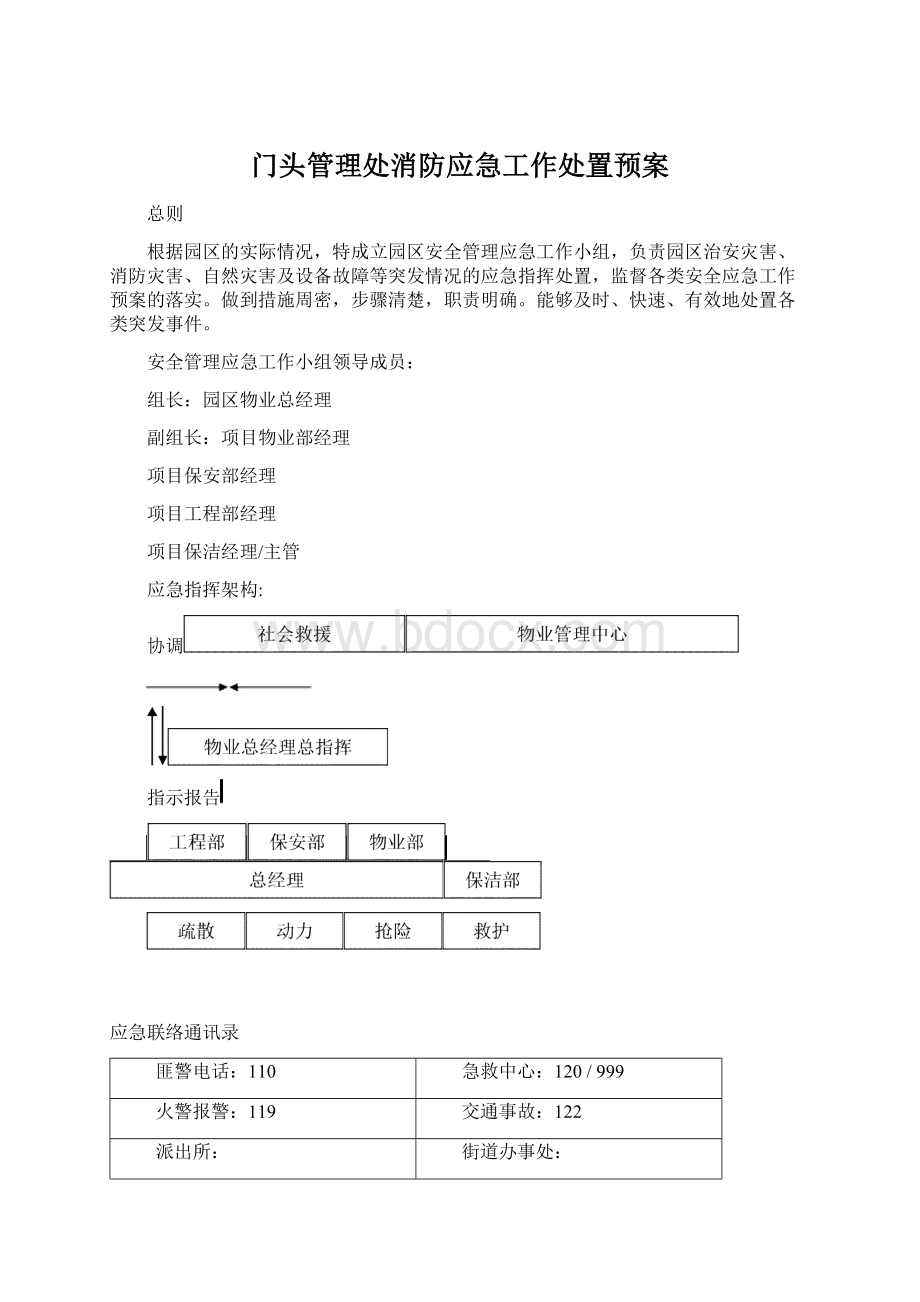 门头管理处消防应急工作处置预案.docx