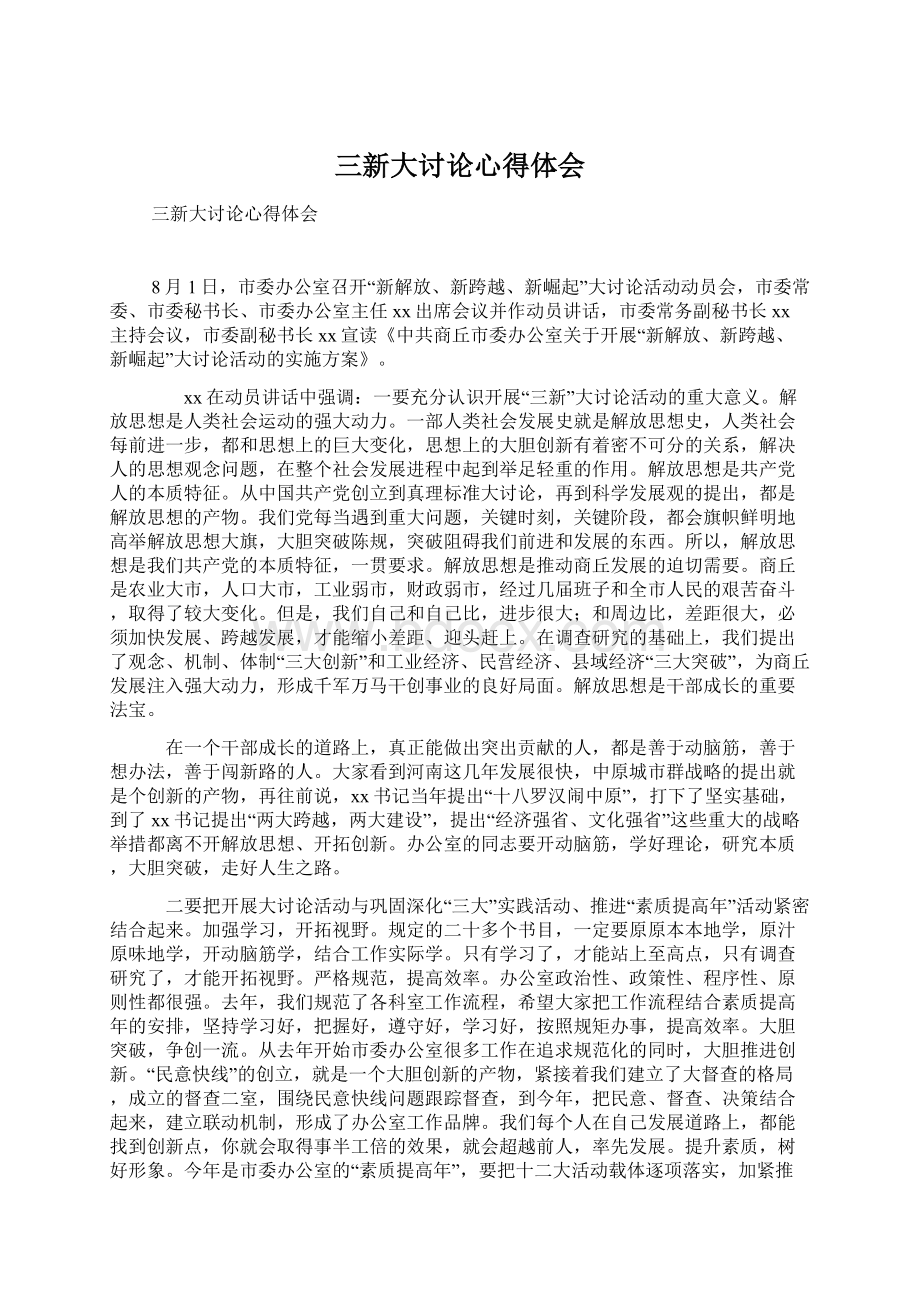 三新大讨论心得体会文档格式.docx