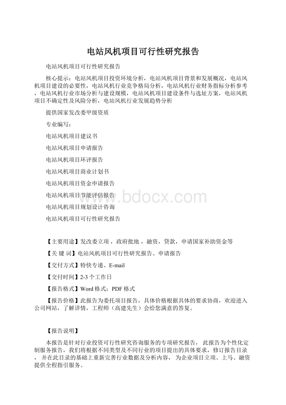 电站风机项目可行性研究报告文档格式.docx