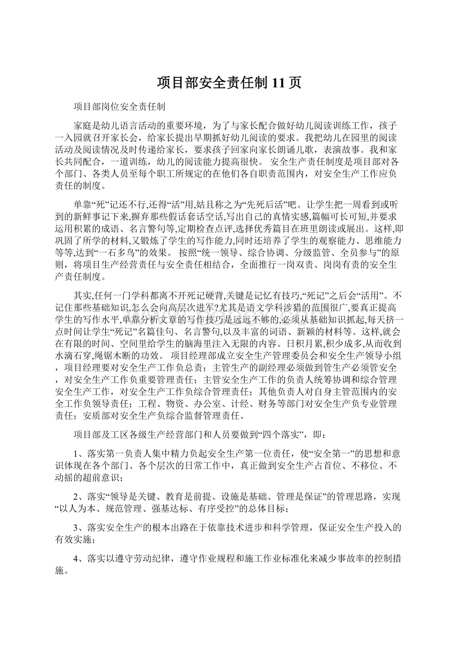 项目部安全责任制11页.docx_第1页