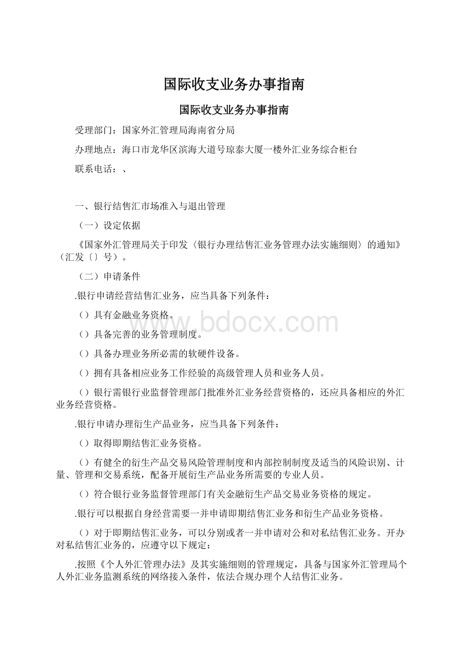 国际收支业务办事指南Word文档下载推荐.docx