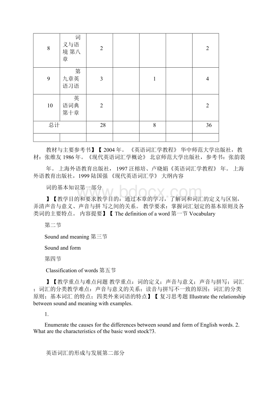 英语词汇学课程教学大纲Word下载.docx_第3页