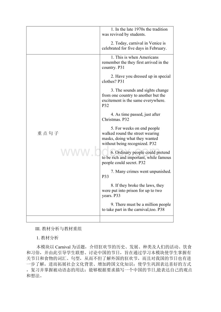 高二外研版必修 ModuleCarnival教案.docx_第2页