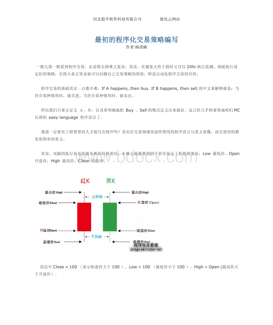 最初的程序化交易策略编写.doc