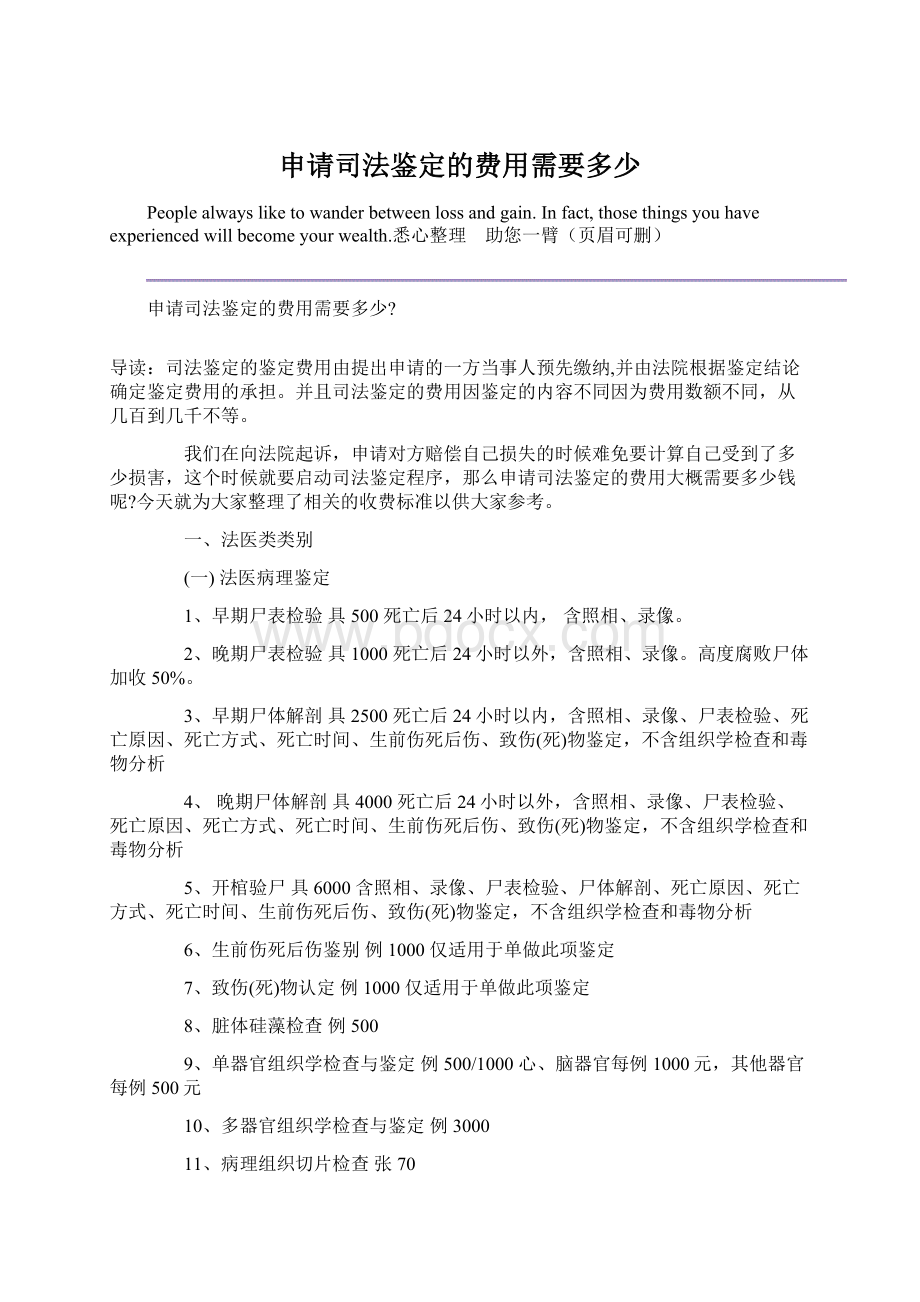 申请司法鉴定的费用需要多少文档格式.docx