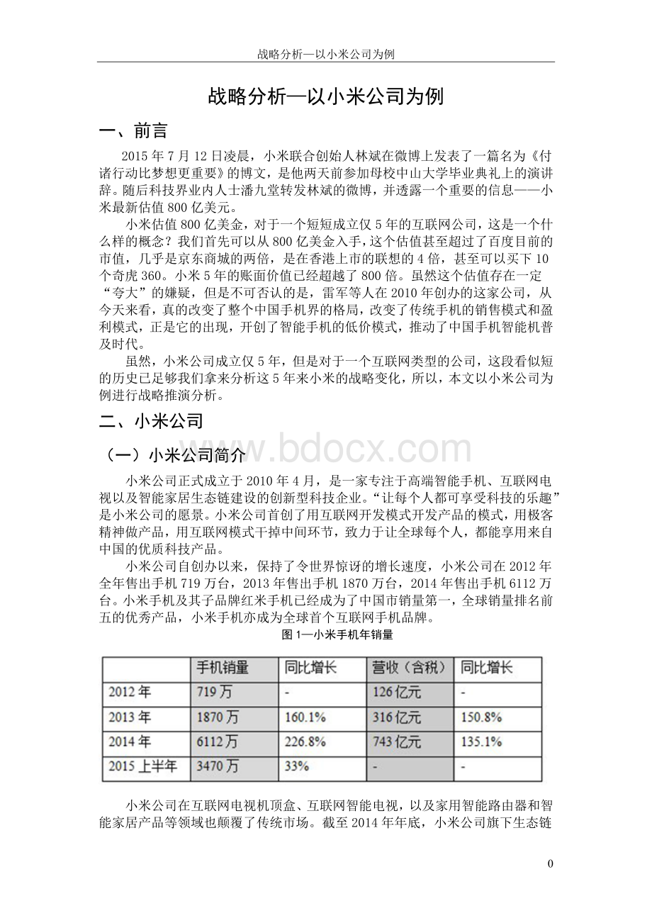 战略分析以小米公司为例.doc_第1页