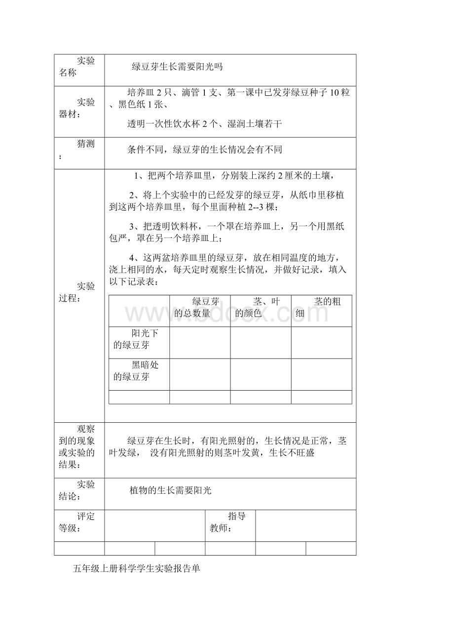 教科版五年级上册科学实验报告单Word文件下载.docx_第2页