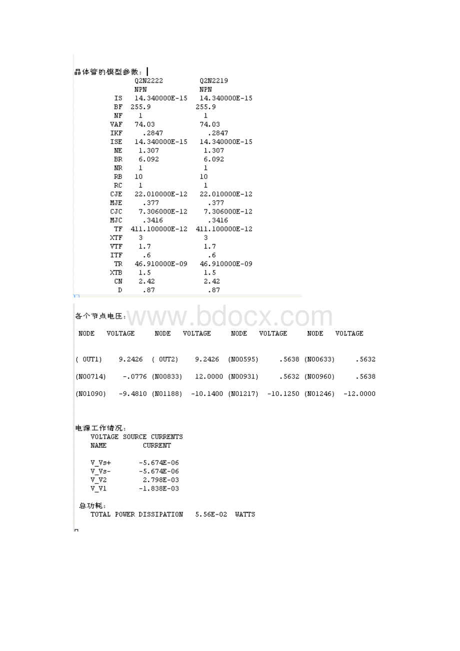 差分放大电路仿真分析报告Word格式.docx_第3页