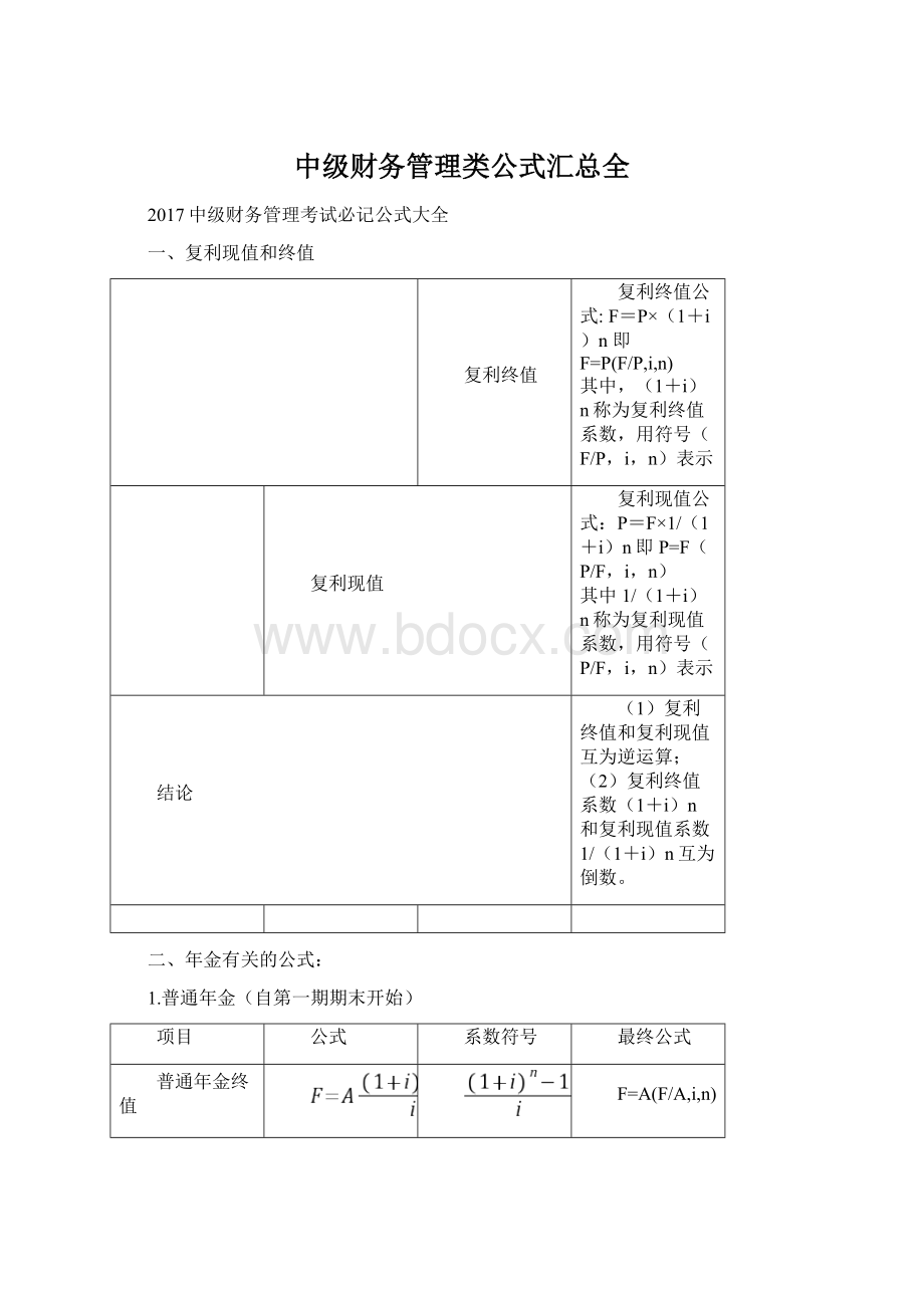 中级财务管理类公式汇总全.docx