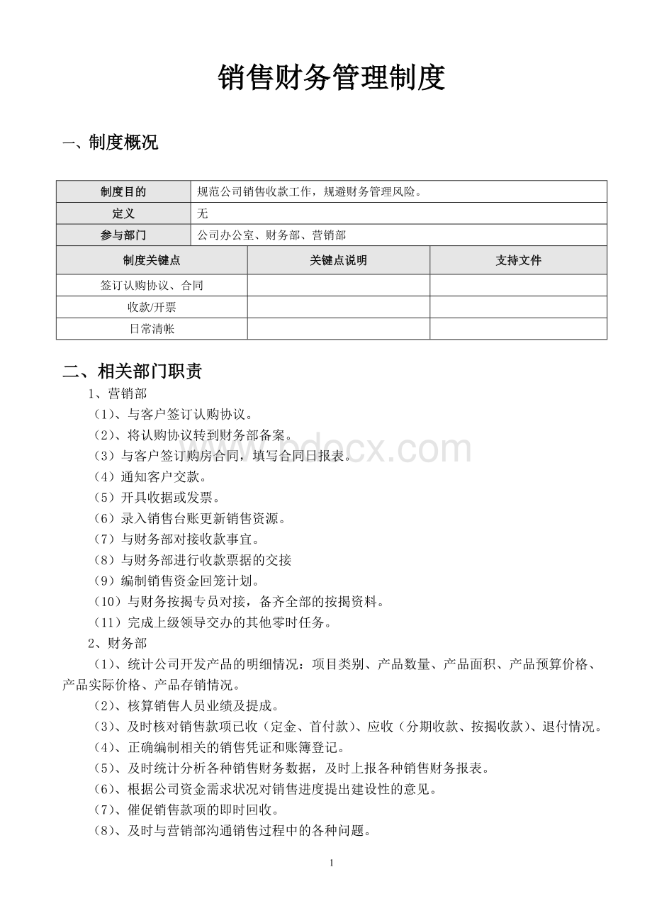 房地产销售及收款管理制度Word格式.doc_第1页