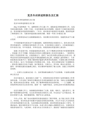 党员冬训班述职报告及汇报.docx