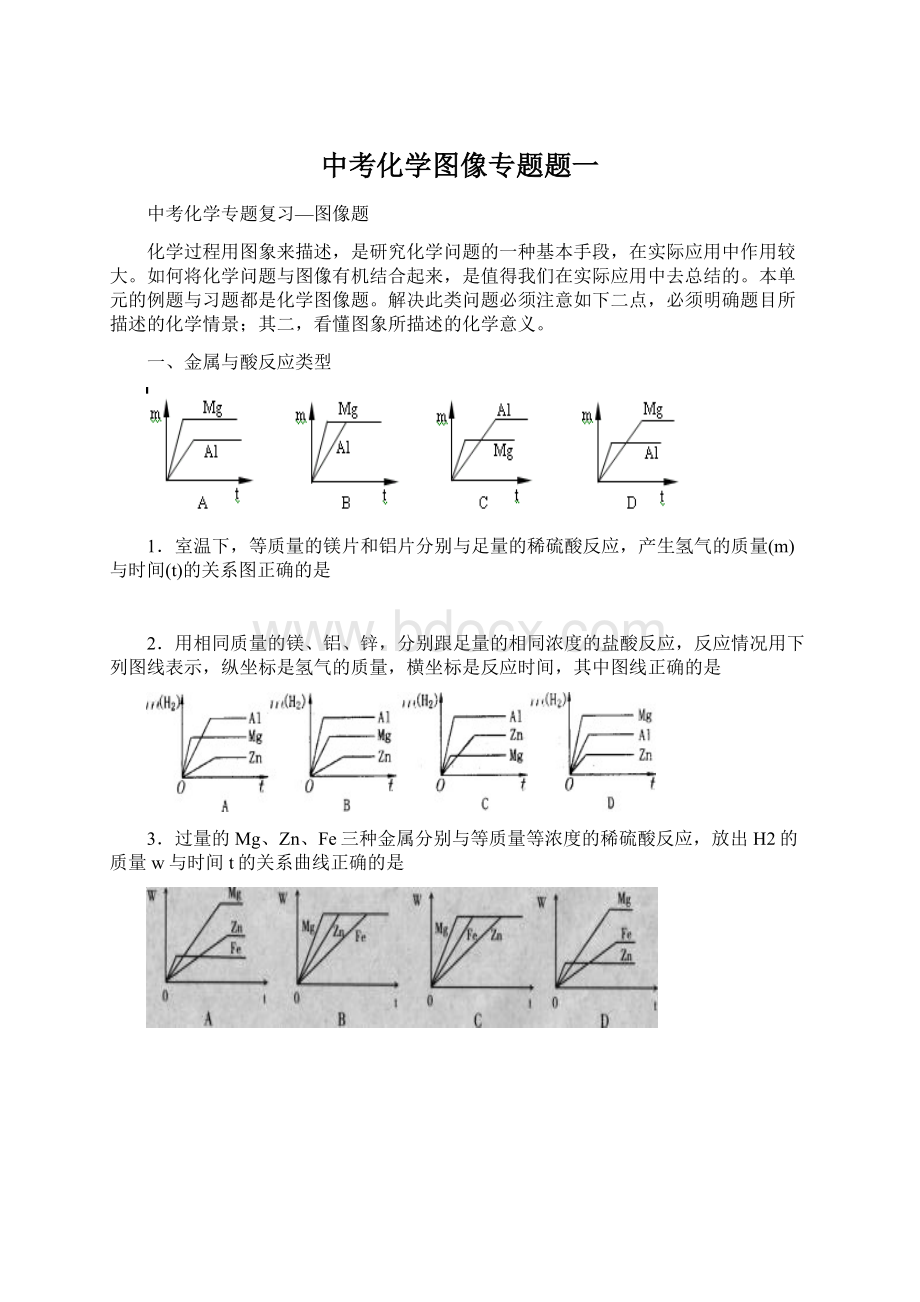 中考化学图像专题题一.docx_第1页