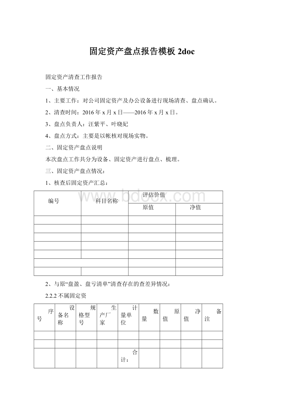 固定资产盘点报告模板2doc.docx