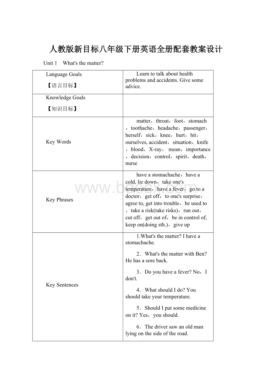 人教版新目标八年级下册英语全册配套教案设计Word格式文档下载.docx_第1页