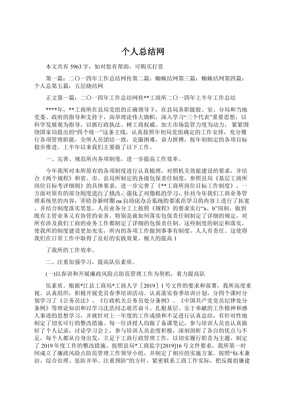 个人总结网Word文档下载推荐.docx