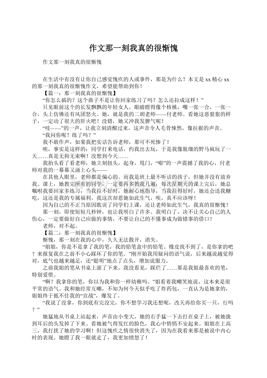 作文那一刻我真的很惭愧.docx