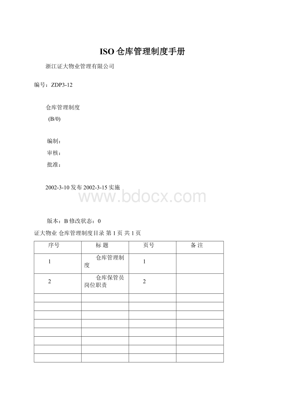 ISO仓库管理制度手册.docx