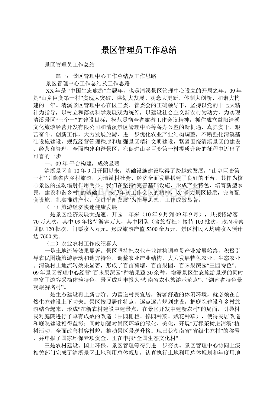 景区管理员工作总结文档格式.docx