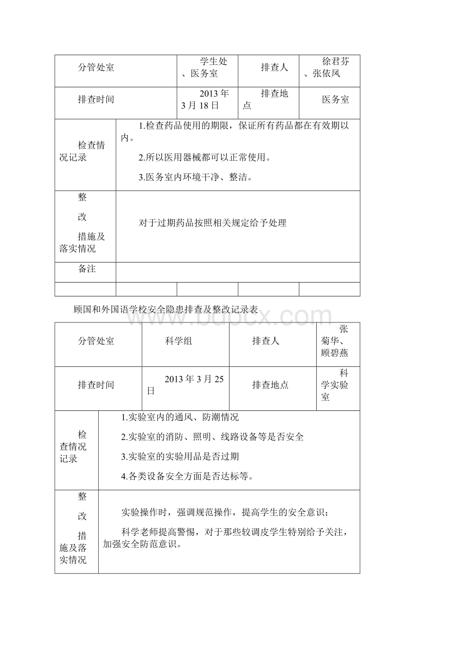 学校安全隐患排查及整改记录表.docx_第3页