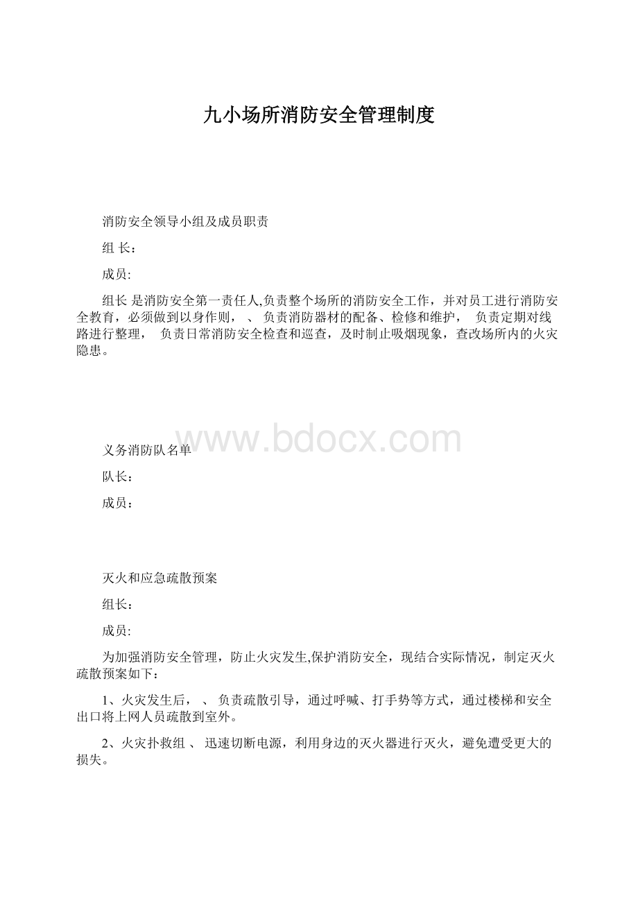 九小场所消防安全管理制度Word文档格式.docx