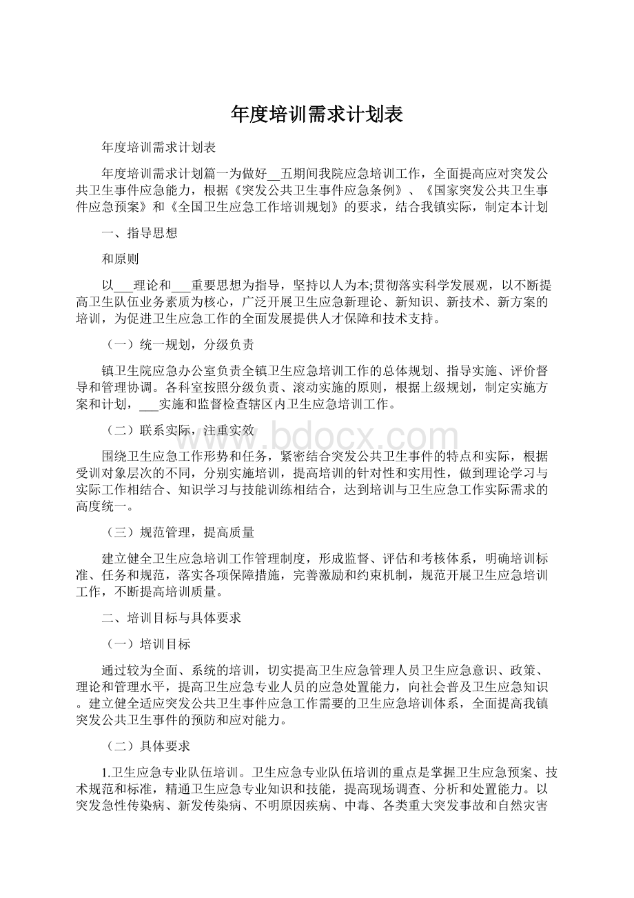 年度培训需求计划表.docx_第1页