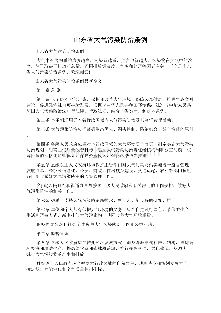 山东省大气污染防治条例.docx