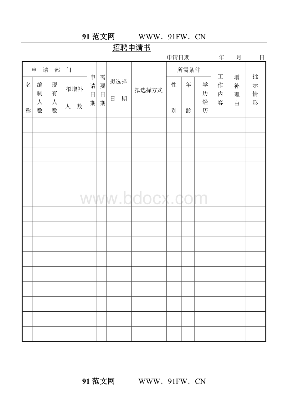 招聘申请书文档格式.doc_第1页