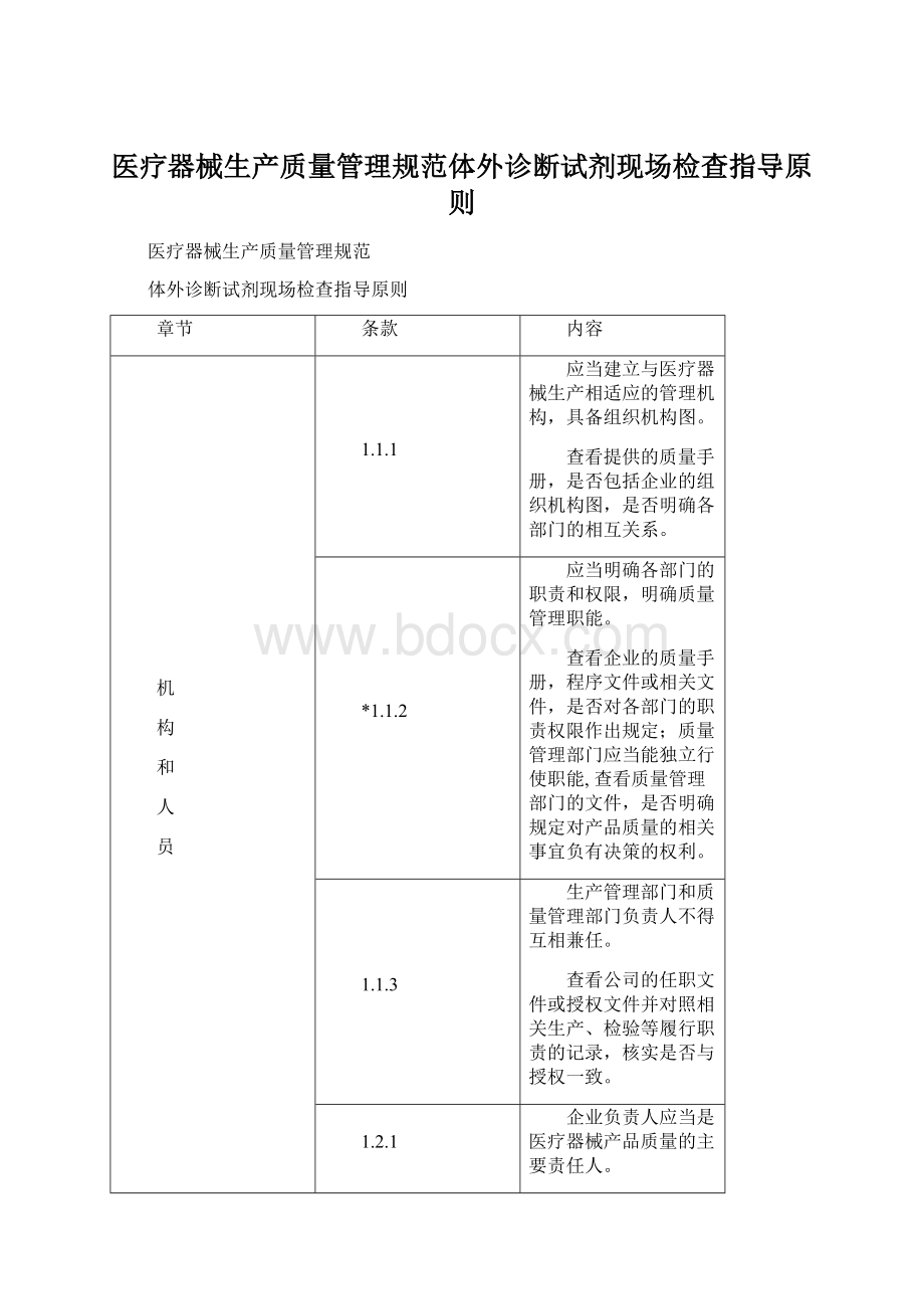 医疗器械生产质量管理规范体外诊断试剂现场检查指导原则Word文档格式.docx_第1页