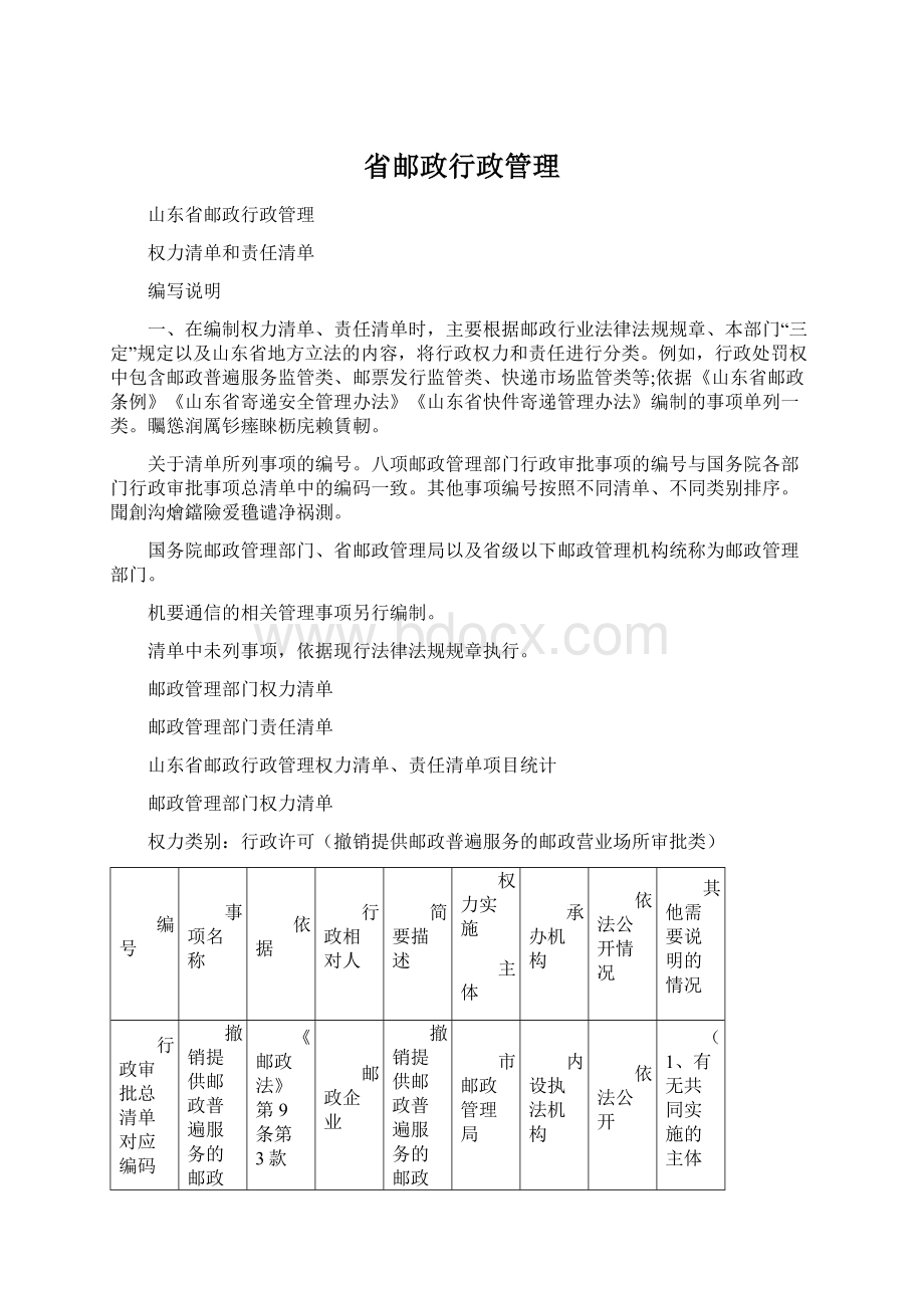 省邮政行政管理Word文件下载.docx_第1页