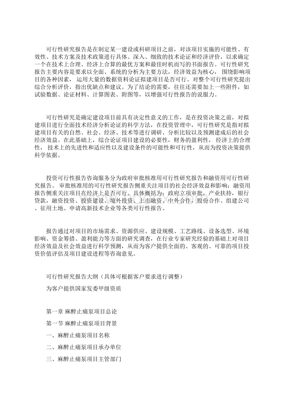 麻醉止痛泵项目可行性研究报告Word格式文档下载.docx_第2页