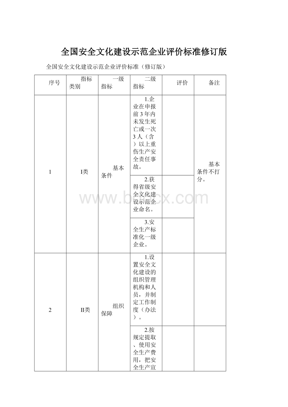 全国安全文化建设示范企业评价标准修订版.docx_第1页