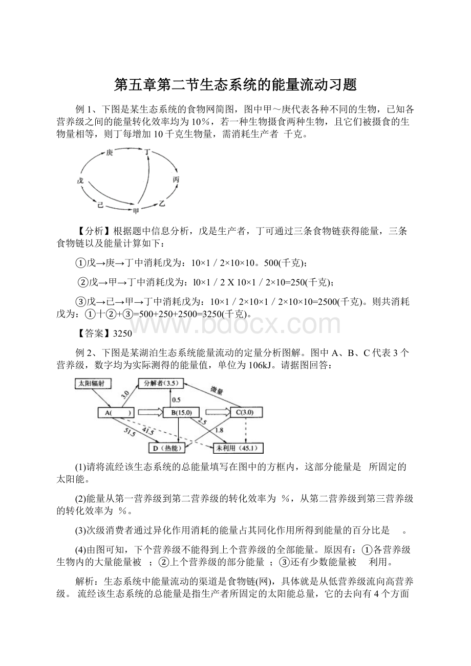 第五章第二节生态系统的能量流动习题Word格式文档下载.docx