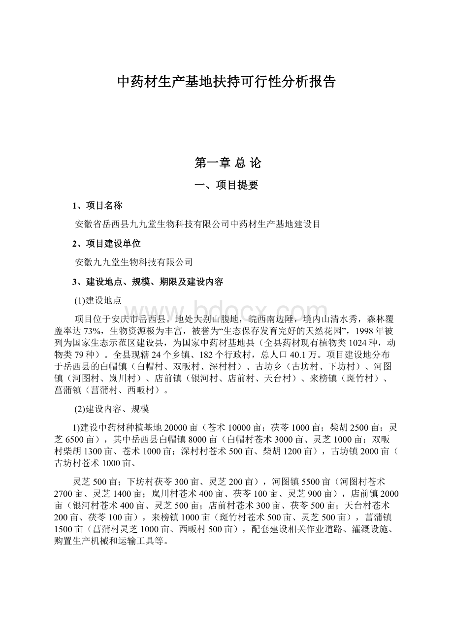 中药材生产基地扶持可行性分析报告Word格式.docx