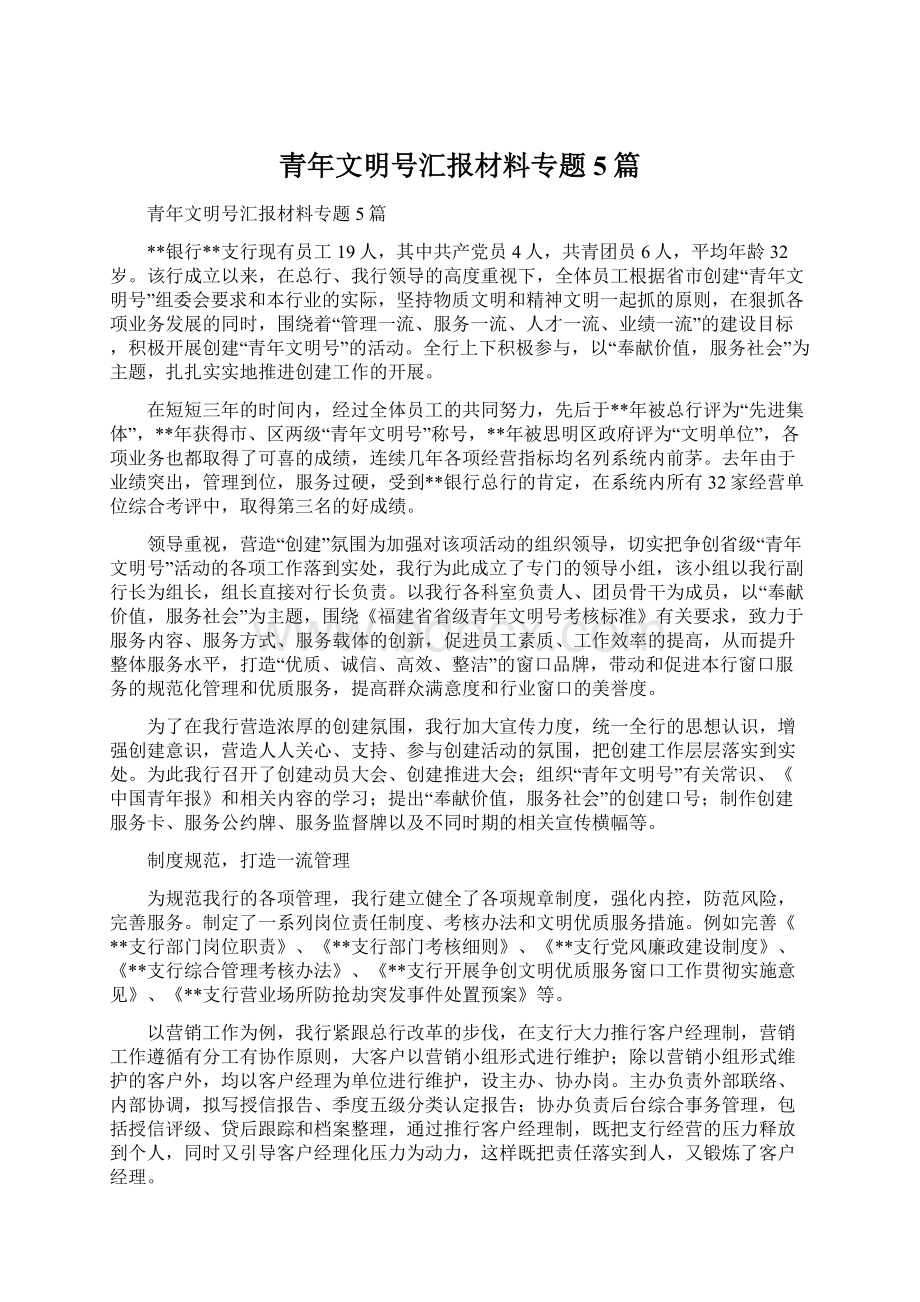 青年文明号汇报材料专题5篇Word下载.docx